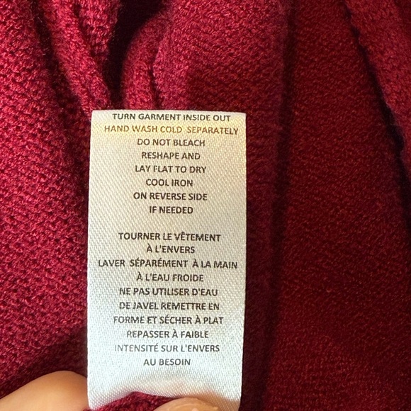 Joie Red V-Neck Sweater with Balloon Sleeves size XL - Picture 9 of 12